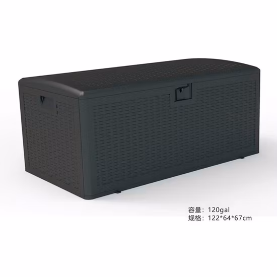 Scatola portaoggetti per esterni stampata a soffiaggio in HDPE con venature del legno da piccole a grandi